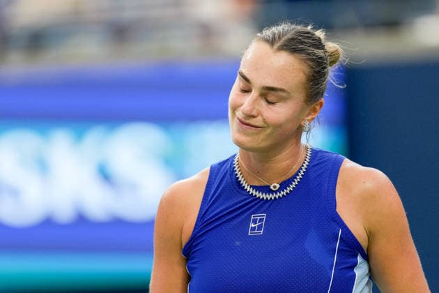 WTA, Tennis Damen Masters 1000 National Bank Open Toronto 2026 - Round of 16 - Day 8 Aryna Sabalenka of Belarus reacts during the Women™s Singles round of 16 match against Yekaterina Aleksandrova of Russia on day 8 of the WTA Masters 1000 National Bank Open at Sobeys Stadium on August 8, 2026, in Toronto, Canada. (Photo by Leonardo Ramirez Eyepix Group) Copyright: xLeonardoxRamirezx xEyepixxGroupx LR_08082026_09392