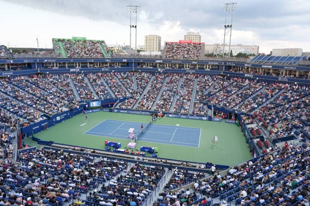 WTA, Tennis Damen Masters 1000 National Bank Open Toronto 2026 - Round of 16 - Day 8 General view of the Women™s Singles round of 16 match between Yekaterina Aleksandrova of Russia and Aryna Sabalenka of Belarus on day 8 of the WTA Masters 1000 National Bank Open at Sobeys Stadium on August 8, 2026, in Toronto, Canada. (Photo by Leonardo Ramirez Eyepix Group) Copyright: xLeonardoxRamirezx xEyepixxGroupx LR_08082026_09434