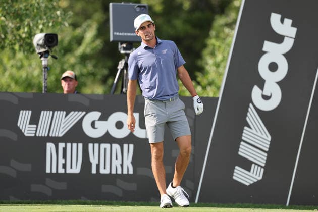 BEDMINSTER, NJ - AUGUST 08: Joaquin Niemann of the LIV Golf League steps up to the 16th tee during the third round of LIV Golf New York on August 8, 2026 at Trump National Golf Club in Bedminster, New Jersey. (Photo by Andrew Mordzynski Icon Sportswire) GOLF: AUG 08 LIV Golf New York EDITORIAL USE ONLY Icon2608088160527