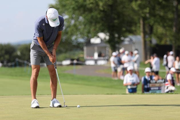BEDMINSTER, NJ - AUGUST 08: Joaquin Niemann of the LIV Golf League putts on the 15th hole during the third round of LIV Golf New York on August 8, 2026 at Trump National Golf Club in Bedminster, New Jersey. (Photo by Andrew Mordzynski Icon Sportswire) GOLF: AUG 08 LIV Golf New York EDITORIAL USE ONLY Icon2608088160531
