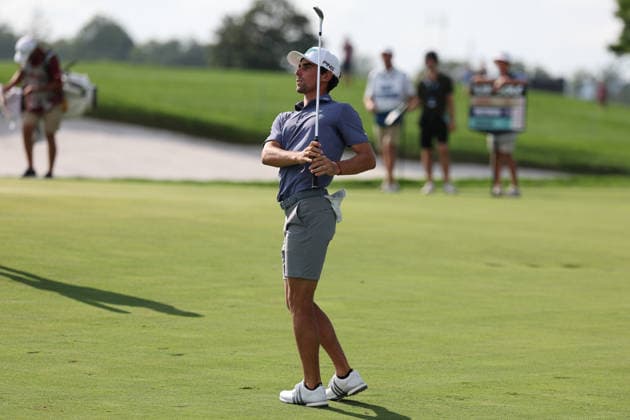 BEDMINSTER, NJ - AUGUST 08: Joaquin Niemann of the LIV Golf League hits the ball on the 15th hole during the third round of LIV Golf New York on August 8, 2026 at Trump National Golf Club in Bedminster, New Jersey. (Photo by Andrew Mordzynski Icon Sportswire) GOLF: AUG 08 LIV Golf New York EDITORIAL USE ONLY Icon2608088160534
