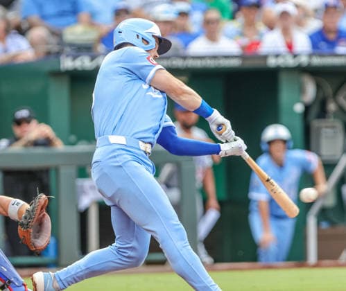 AUG 08, 2026: Kansas City Royals infielder Michael Massey (19) at bat in the 2nd inning against the Chicago Cubs at Kauffman Stadium Kansas City, MO. CSM Kansas City United States - ZUMAc04_ 20260808_zma_c04_390 Copyright: xRomanxPunox