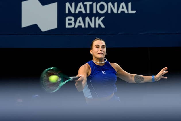 August 8, 2026, Toronto, Ontario, Canada: ARYNA SABALENKA of Belarus returns the ball during her round-of-16 match against Ekaterina Alexandrova at the National Bank Open, part of the Hologic WTA, Tennis Damen Tour at Sobeys Stadium. Toronto Canada - ZUMAr228 20260808_znp_r228_019 Copyright: xVasiliyxRyabykhx