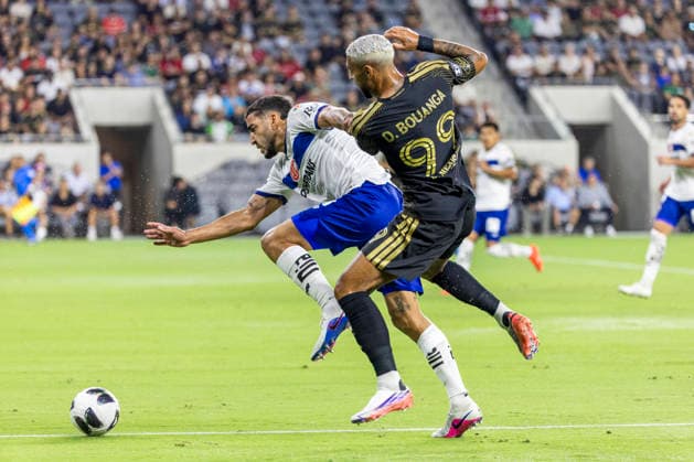August 8, 2026, Los Angeles, California, USA: Los Angeles FC forward Do nis Bouanga (99) and Toluca FC defender Andres Federico Pereira Castelnoble (6) vie for the ball during a Leagues Club soccer match on Saturday, Aug. 8, 2026 in Los Angeles. Leagues Club 2026: LAFC Vs Toluca FC  - ZUMAc68_ 20260808_zaf_c68_001 Copyright: xRingoxChiux