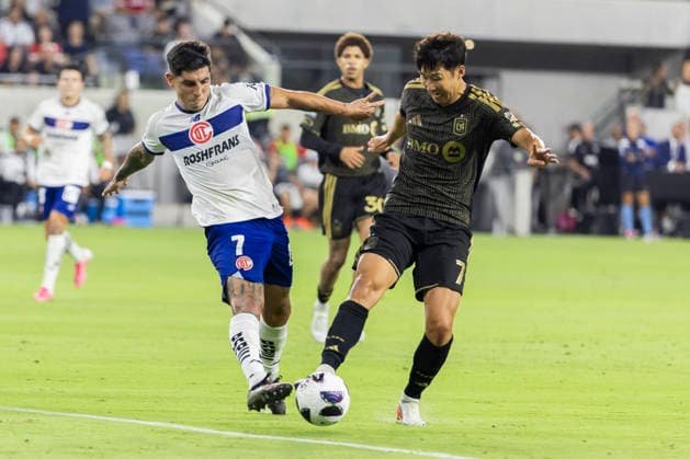 August 8, 2026, Los Angeles, California, USA: Los Angeles FC forward Heung Min Son (7) and Toluca FC midfielder VoÂ­ctor Alfonso GuzmoÂ¡n GuzmoÂ¡n (7) vie for the ball during a Leagues Club soccer match on Saturday, Aug. 8, 2026 in Los Angeles. Leagues Club 2026: LAFC Vs Toluca FC  - ZUMAc68_ 20260808_zaf_c68_005 Copyright: xRingoxChiux