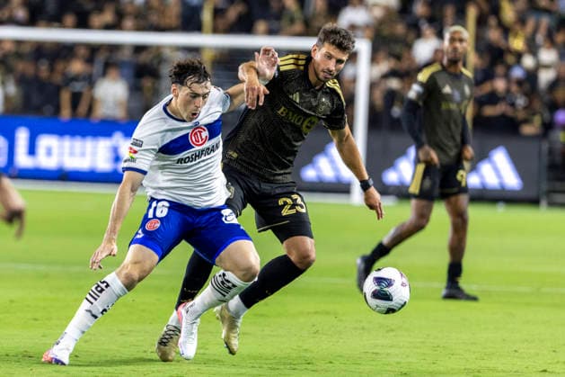 August 8, 2026, Los Angeles, California, USA: Los Angeles FC defender Yevhen Cheberko (23) and Toluca FC forward Federico SebastioÂ¡n VioÂ±as Barboza (16) vie for the ball during a Leagues Club soccer match on Saturday, Aug. 8, 2026 in Los Angeles. Leagues Club 2026: LAFC Vs Toluca FC  - ZUMAc68_ 20260808_zaf_c68_007 Copyright: xRingoxChiux