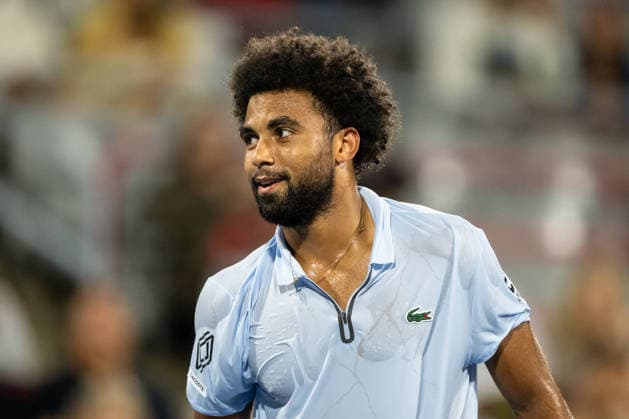 MONTREAL, QC - AUGUST 08: Arthur Fils from France reacts against Cameron Norrie from Great Britain during their singles Round of 16 match on day seven of the ATP, Tennis Herren 1000 National Bank Open presented by Rogers at Stade IGA on August 8, 2026 in Montreal, Quebec, Canada. (Photo by Vincent Ethier Icon Sportswire) TENNIS: AUG 08 National Bank Open EDITORIAL USE ONLY Icon2608087061
