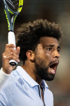 MONTREAL, QC - AUGUST 08: Arthur Fils from France reacts against Cameron Norrie from Great Britain during their singles Round of 16 match on day seven of the ATP, Tennis Herren 1000 National Bank Open presented by Rogers at Stade IGA on August 8, 2026 in Montreal, Quebec, Canada. (Photo by Vincent Ethier Icon Sportswire) TENNIS: AUG 08 National Bank Open EDITORIAL USE ONLY Icon2608088385