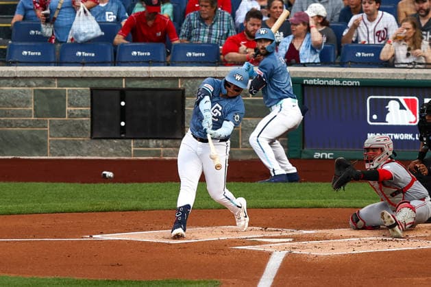 August 8, 2026, Washington D.C, District Of Columbia, United States: Washington, DC; Washington Nationals first baseman Abimelec Ortiz (81) flies out during the Major League Baseball game between the Washington Nationals and the Cincinnati Reds at Nationals Park on Saturday, August 8, 2026. The Nationals beat the Reds 8-2. MLB, Baseball Herren, USA Washington Nationals 8:2 Cincinnati Reds  - ZUMAp258 20260808_znp_p258_018 Copyright: xStevexPrakopex