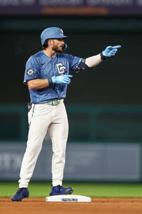August 8, 2026, Washington D.C, District Of Columbia, United States: Washington, DC; Washington Nationals right fielder Dylan Crews (3) motions to teammates after hitting a double during the Major League Baseball game between the Washington Nationals and the Cincinnati Reds at Nationals Park on Saturday, August 8, 2026. The Nationals beat the Reds 8-2. Washington D.C United States - ZUMAp258 20260808_znp_p258_025 Copyright: xStevexPrakopex