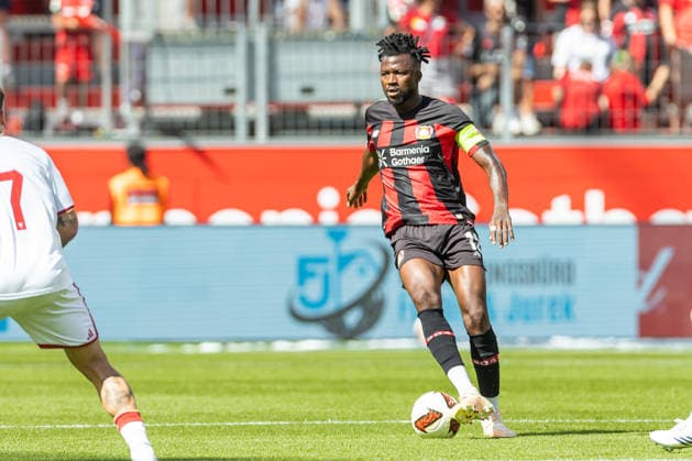 Edmond Tapsoba (Bayer 04 Leverkusen) controls the ball during the pre-season friendly match between Bayer 04 Leverkusen and Sevilla FC at BayArena on August 8, 2026 in Leverkusen, Germany. (Photo by Mario Hommes DeFodi Images) - *** Edmond Tapsoba of Bayer 04 Leverkusen controls the ball during the preseason friendly match between Bayer 04 Leverkusen and Sevilla FC at BayArena on August 8, 2026, in Leverkusen, Germany. Photo by Mario Hommes, DeFodi Images