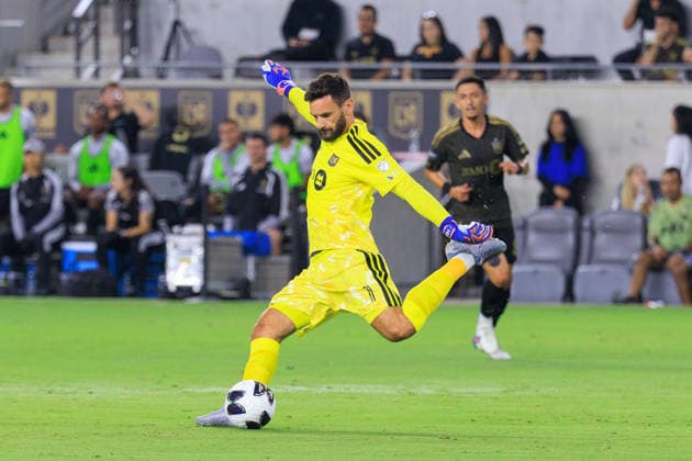 August 8, 2026, Los Angeles, California, USA: Goalkeeper, Hugo Lloris 1 of the Los Angeles Football Club puts the ball in play during the Leagues Cup game against the Toluca FC on Saturday August 8, 2026 at the BMO Stadium in Los Angeles, California. JAVIER ROJAS PI LAFC Vs. Toluca FC  - ZUMAp124 20260808_zaa_p124_002 Copyright: xJavierxRojasx