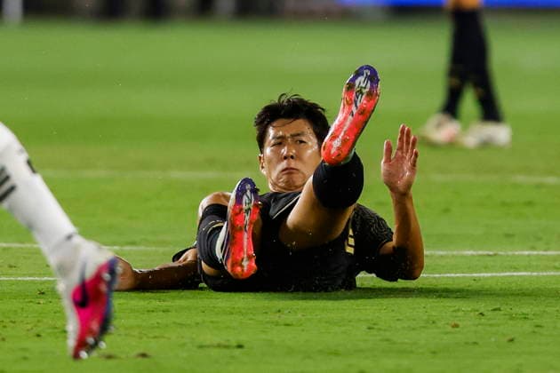 Leagues Cup - LAFC vs Deportivo Toluca Los Angeles FC forward Son Heung-Min gets knocked down in the first half during the Leagues Cup Phase One soccer match between Los Angeles FC and Deportivo Toluca at BMO Stadium in Los Angeles, California, USA, 08 August 2026. LOS ANGELES CALIFORNIA United States  Copyright: xCHRISxTORRESx