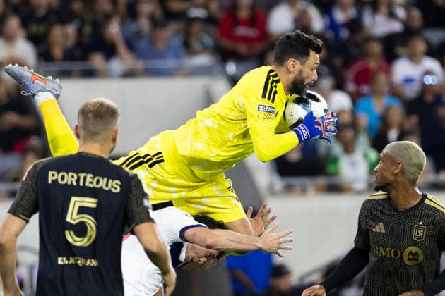 August 8, 2026, Los Angeles, California, USA: Los Angeles FC goalkeeper Hugo Lloris (1) makes a save against Toluca FC forward Federico SebastioÂ¡n VioÂ±as Barboza (16) during a Leagues Club soccer match on Saturday, Aug. 8, 2026 in Los Angeles. Leagues Club 2026: LAFC 1:0 Toluca FC  - ZUMAc68_ 20260808_zaf_c68_022 Copyright: xRingoxChiux