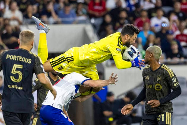 August 8, 2026, Los Angeles, California, USA: Los Angeles FC goalkeeper Hugo Lloris (1) makes a save against Toluca FC forward Federico SebastioÂ¡n VioÂ±as Barboza (16) during a Leagues Club soccer match on Saturday, Aug. 8, 2026 in Los Angeles. Los Angeles USA - ZUMAc68_ 20260808_zaf_c68_026 Copyright: xRingoxChiux