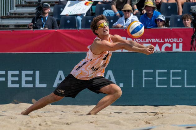 HAMBURG, GERMANY - AUGUST 8: Lui Wüst (Player No. 2, GER) during the Beach Pro Tour - Elite 16 at Hamburg on August 8, 2026 in Hamburg, Germany. Germany Copyright: xPeterxWeberx