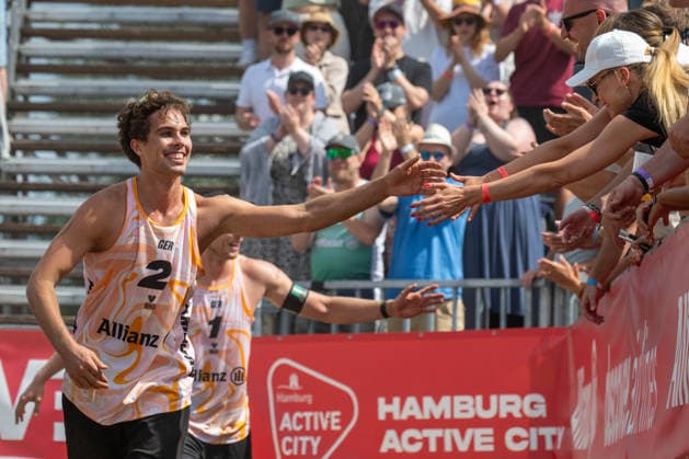 HAMBURG, GERMANY - AUGUST 8: Lui Wüst (Player No. 2, GER) during the Beach Pro Tour - Elite 16 at Hamburg on August 8, 2026 in Hamburg, Germany. Germany Copyright: xPeterxWeberx