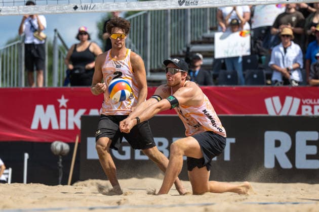 HAMBURG, GERMANY - AUGUST 8: Nils Ehlers (Player No. 1, GER), Lui Wüst (Player No. 2, GER) during the Beach Pro Tour - Elite 16 at Hamburg on August 8, 2026 in Hamburg, Germany. Germany Copyright: xPeterxWeberx