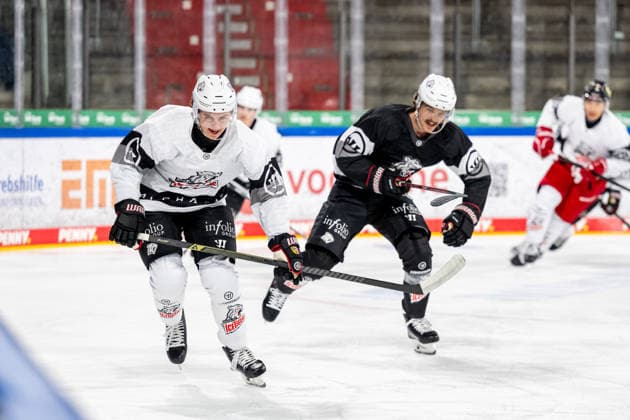 Eishockey, DEL, Nürnberg Ice Tigers, Trainingsauftakt 08.08.2026 - Eishockey - Saison 2026 2027 - Penny DEL - Trainingsauftakt der Nürnberg Ice Tigers Icetigers - ThHa - xthxhax - Maximilian Merkl (18, Nürnberg Ice Tigers, NIT ) neben Jake Ustorf (48, Nürnberg Ice Tigers, NIT ) *** August 8, 2026, 2026–2027 Ice Hockey Season, Penny DEL, Nuremberg Ice Tigers Kick Off Training, Icetigers ThHa xthxhax, Maximilian Merkl 18, Nuremberg Ice Tigers, NIT alongside Jake Ustorf 48, Nuremberg Ice Tigers, NIT