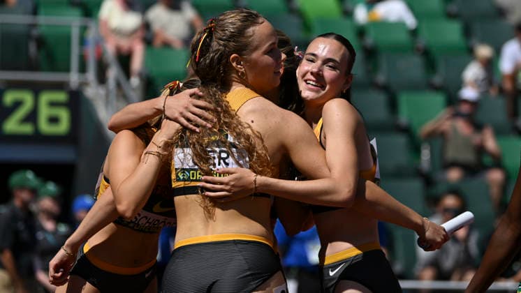 Leichtathletik, U20 WM in Eugene #2 World Athletics U20 Championships Oregon 2026 EUGENE, UNITED STATES OF AMERICA - 4x400m relay, Hannah Schwind, Luna Fischer, Eni Kuske, Ida Carlotta Schröder (GER) AUGUST 8, 2026 : competing during the World Athletics U20 Championships Oregon 2026 at Hayward Field on August 8, 2026 in Eugene, United States Of America. *** World Athletics U20 Championships Oregon 2026 EUGENE, UNITED STATES OF AMERICA 4x400m relay, Hannah Schwind, Luna Fischer, Eni Kuske, Ida Carlotta Schröder (GER) August 8, 2026, competing during the World Athletics U20 Championships Oregon 2026 at Hayward Field on August 8, 2026, in Eugene, United States of America Copyright: xBEAUTIFULxSPORTS DecaxText&Bildx