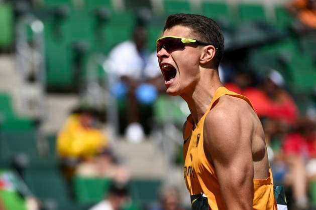 Leichtathletik, U20 WM in Eugene #2 World Athletics U20 Championships Oregon 2026 EUGENE, UNITED STATES OF AMERICA - AUGUST 8, 2026 : Michal Fatyga (GER) competing in the 4x400m during the World Athletics U20 Championships Oregon 2026 at Hayward Field on August 8, 2026 in Eugene, United States Of America. *** World Athletics U20 Championships, Oregon 2026, EUGENE, UNITED STATES OF AMERICA AUGUST 8, 2026 Michal Fatyga (GER) competing in the 4x400m during the World Athletics U20 Championships Oregon 2026 at Hayward Field on August 8, 2026, in Eugene, United States of America Copyright: xBEAUTIFULxSPORTS DecaxText&Bildx
