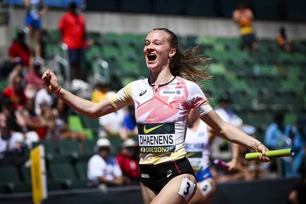 Leichtathletik, U20 WM in Eugene #3 Belgian U20 Ilona Dhaenens (Women s 4x100 Metres Relay) pictured at the World Athletics U20 Championships, Sunday 9 August 2026, in Eugene, USA. The world championships take place from 5 to 9 August. THOMASxWINDESTAM  x182997897x