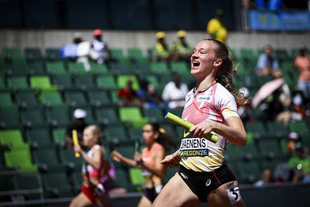 Belgian U20 Ilona Dhaenens (Women s 4x100 Metres Relay) pictured at the World Athletics U20 Championships, Sunday 9 August 2026, in Eugene, USA. The world championships take place from 5 to 9 August. THOMASxWINDESTAM  x182997900x
