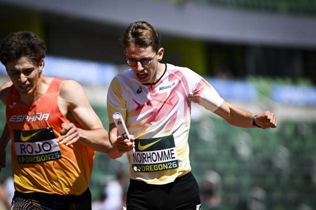 Leichtathletik, U20 WM in Eugene #3 Belgian U20 Paul Noirhomme (Men s 4x400 Metres Relay) is pictured in action during the World Athletics U20 Championships, Sunday 9 August 2026, in Eugene, USA. The world championships take place from 5 to 9 August. THOMASxWINDESTAM  x182997884x