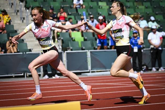 Leichtathletik, U20 WM in Eugene #3 Belgian U20 Sterre Provost (Women s 4x400 Metres Relay) is pictured in action during the World Athletics U20 Championships, Sunday 9 August 2026, in Eugene, USA. The world championships take place from 5 to 9 August. THOMASxWINDESTAM  x182997858x