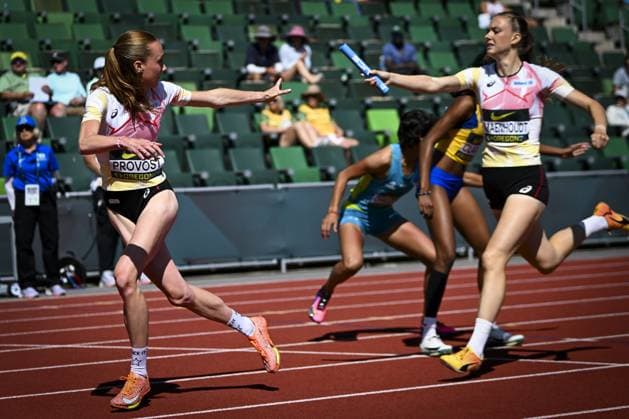 Leichtathletik, U20 WM in Eugene #3 Belgian U20 Sterre Provost (Women s 4x400 Metres Relay) is pictured in action during the World Athletics U20 Championships, Sunday 9 August 2026, in Eugene, USA. The world championships take place from 5 to 9 August. THOMASxWINDESTAM  x182997854x