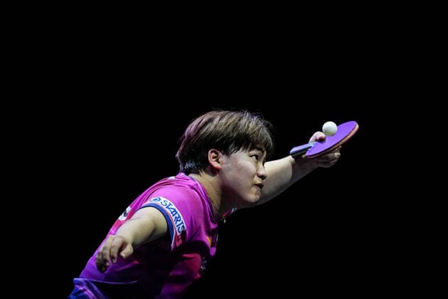 (260809) -- YOKOHAMA, Aug. 9, 2026 -- Matsushima Sora of Japan serves during the men s singles semifinal match between Harimoto Tomokazu of Japan and Matsushima Sora of Japan at the WTT Champions Yokohama 2026 in Yokohama, Japan, Aug. 9, 2026. ) (SP)JAPAN-YOKOHAMA Table tennis, Tischtennis WTT CHAMPIONS YOKOHAMA-MEN S SINGLES JiaxHaocheng 
