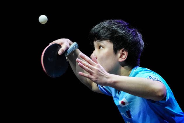 (260809) -- YOKOHAMA, Aug. 9, 2026 -- Harimoto Tomokazu of Japan serves during the men s singles semifinal match between Harimoto Tomokazu of Japan and Matsushima Sora of Japan at the WTT Champions Yokohama 2026 in Yokohama, Japan, Aug. 9, 2026. ) (SP)JAPAN-YOKOHAMA Table tennis, Tischtennis WTT CHAMPIONS YOKOHAMA-MEN S SINGLES JiaxHaocheng 