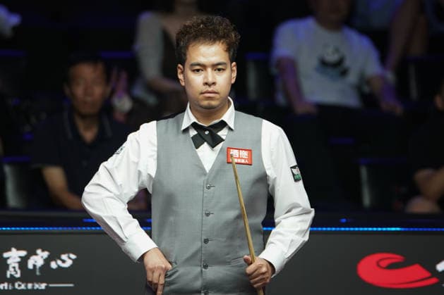 TAIYUAN, CHINA - AUGUST 09: Noppon Saengkham of Thailand reacts in the Round 1 match against Judd Trump of England on day 2 of the 2026 China Open (officially the 2026 Satuo China Open) at the Riverside Sports Centre on August 9, 2026 in Taiyuan, Shanxi Province of China.  Copyright: xTaixChengzhex 111658963814