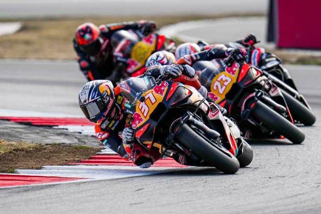 Pedro Acosta (Spain) of the Red Bull KTM Factory Racing ( 37) during MotoGP Warm Up at Round 12 of the 2026 Qatar Airways Grand Prix of Great Britain at Silverstone Circuit, Towcester, England on the 9 August 2026.  Copyright: xDavidxHornx PMI-7310-0237