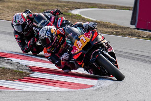 Pedro Acosta (Spain) of the Red Bull KTM Factory Racing ( 37) during MotoGP Warm Up at Round 12 of the 2026 Qatar Airways Grand Prix of Great Britain at Silverstone Circuit, Towcester, England on the 9 August 2026.  Copyright: xDavidxHornx PMI-7310-0240