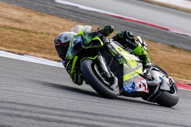 Raul Fernandez (Spain) of the SuperFile Trackhouse MotoGP Team ( 25) during MotoGP Warm Up at Round 12 of the 2026 Qatar Airways Grand Prix of Great Britain at Silverstone Circuit, Towcester, England on the 9 August 2026.  Copyright: xDavidxHornx PMI-7310-0249