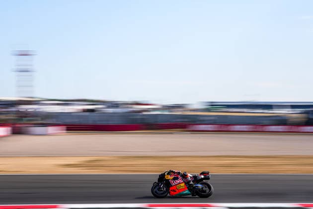 Brad Binder (South Africa) of the Red Bull KTM Factory Racing ( 33) during MotoGP Warm Up at Round 12 of the 2026 Qatar Airways Grand Prix of Great Britain at Silverstone Circuit, Towcester, England on the 9 August 2026.  Copyright: xDavidxHornx PMI-7310-0258
