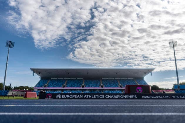 BIRMINGHAM, GREAT BRITAIN - AUGUST 9, 2026 : The stands of the stadium of the European Athletics Championships at Alexander Stadium on August 9, 2026 in Birmingham, Great Britain. Oregon Great Britain Copyright: xAxelxKohringx