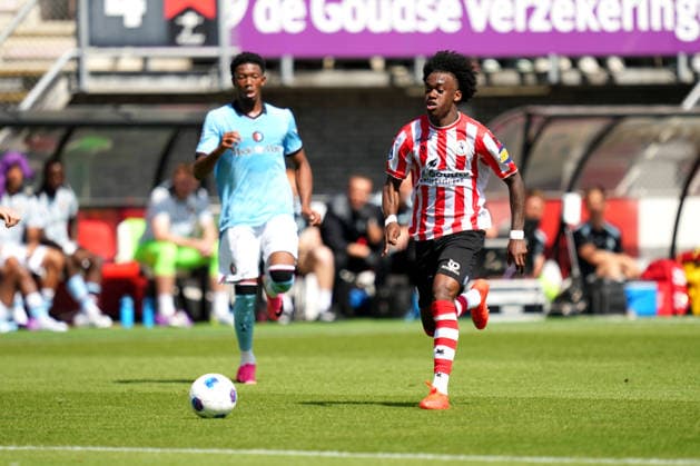 Eredivisie: Sparta Rotterdam v Feyenoord Rotterdam Rotterdam - Gaoussou Diarra of Feyenoord Rotterdam, Lushendry Martes of Sparta Rotterdam during the first competition round of the 2026 2027 Eredivisie season. The match is set between Sparta Rotterdam and Feyenoord Rotterdam at Het Kasteel on 9 August 2026 in Rotterdam, The Netherlands. (Hero Images Danny de Groot) Copyright: xDannyxdexGrootx