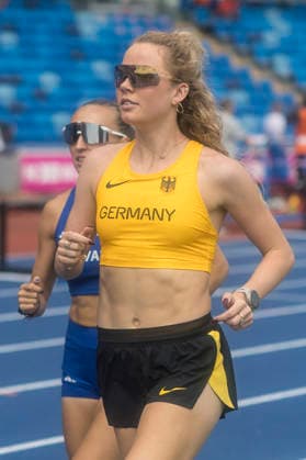 BIRMINGHAM, GREAT BRITAIN - AUGUST 9, 2026 : Smilla KOLBE (GER Germany) during the warm-up session ahead of the European Athletics Championships at Alexander Stadium on August 9, 2026 in Birmingham, Great Britain. Oregon Great Britain Copyright: xAxelxKohringx