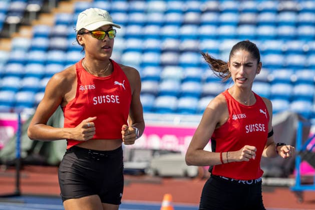 BIRMINGHAM, GREAT BRITAIN - AUGUST 9, 2026 : Audrey WERRO (SUI Switzerland) and Veronica VANCARDO (SUI Switzerland) during the training day before the European Athletics Championships at Alexander Stadium on August 9, 2026 in Birmingham, Great Britain. Nordrhein-Westfalen Great Britain Copyright: xLeahxKohringx