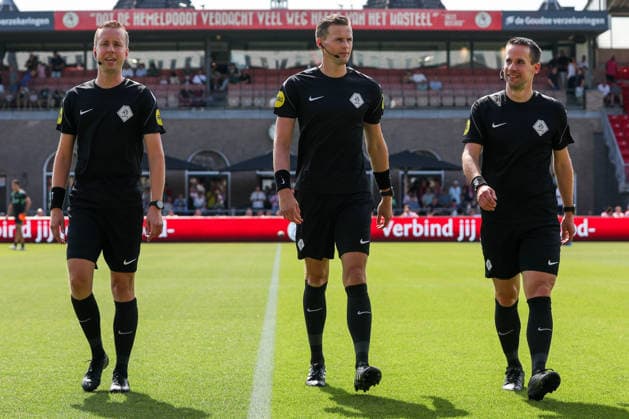 2026-08-09 Sparta Rotterdam v Feyenoord - Dutch Eredivisie ROTTERDAM, NETHERLANDS - AUGUST 9: Warming up of Assistant referee Stefan de Groot, Referee Sander van der Eijk, Assistant referee Rens Bluemink during the Dutch Eredivisie match between Sparta Rotterdam and Feyenoord at Sparta-stadion Het Kasteel on August 9, 2026 in Rotterdam, Netherlands. Rotterdam Sparta-stadion Het Kasteel Netherlands Content not available for redistribution in The Netherlands directly or indirectly through any third parties. Copyright: xHansxvanxderxValkx