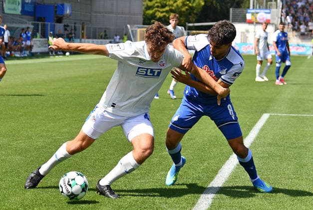 09.08.2026, xhbx, Fussball 3.Liga, TSG 1899 Hoffenheim U23 - Hansa Rostock v.l. Benno Dietze (Hansa Rostock), Düren Dagdeviren (TSG 1899 Hoffenheim U23) (DFL DFB REGULATIONS PROHIBIT ANY USE OF PHOTOGRAPHS as IMAGE SEQUENCES and or QUASI-VIDEO) Hoffenheim *** August 9, 2026, xhbx, Soccer 3rd Division, TSG 1899 Hoffenheim U23 vs. Hansa Rostock, Benno Dietze (Hansa Rostock), Düren Dagdeviren TSG 1899 Hoffenheim U23 DFL DFB REGULATIONS PROHIBIT ANY USE OF PHOTOGRAPHS AS IMAGE SEQUENCES AND OR QUASI-VIDEO Hoffenheim
