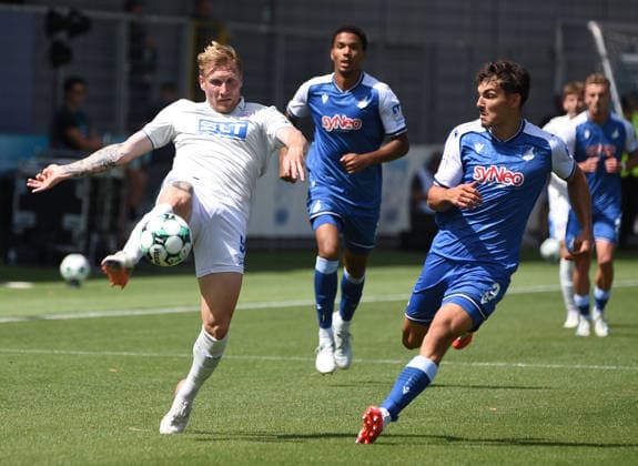 09.08.2026, xhbx, Fussball 3.Liga, TSG 1899 Hoffenheim U23 - Hansa Rostock v.l. Andreas Voglsammer (Hansa Rostock), Sean Dulic (TSG 1899 Hoffenheim U23) (DFL DFB REGULATIONS PROHIBIT ANY USE OF PHOTOGRAPHS as IMAGE SEQUENCES and or QUASI-VIDEO) Hoffenheim *** August 9, 2026, xhbx, Soccer 3rd Division, TSG 1899 Hoffenheim U23 vs. Hansa Rostock, l Andreas Voglsammer, Hansa Rostock, Sean Dulic, TSG 1899 Hoffenheim U23. DFL and DFB regulations prohibit any use of photographs as image sequences and or quasi-video. Hoffenheim