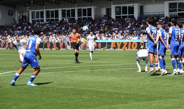 09.08.2026, xhbx, Fussball 3.Liga, TSG 1899 Hoffenheim U23 - Hansa Rostock v.l. Goal scored, Tor zum 0.1 durch Andreas Voglsammer (Hansa Rostock), (DFL DFB REGULATIONS PROHIBIT ANY USE OF PHOTOGRAPHS as IMAGE SEQUENCES and or QUASI-VIDEO) Hoffenheim *** August 9, 2026, xhbx, Soccer 3rd Division, TSG 1899 Hoffenheim U23 vs. Hansa Rostock – Goal scored: Andreas Voglsammer of Hansa Rostock scores the 0–1 goal. DFL and DFB regulations prohibit any use of photographs as image sequences and or quasi-video. Hoffenheim