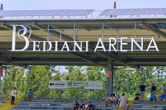 Neuer Schriftzug der Bediani Arena in Aalen GER, VfR Aalen vs. SC Freiburg II, Fussball, Herren, Regionalliga Suedwest, 1. Spieltag, Spielzeit 2026 2027, 09.08.2026 GER, VfR Aalen vs. SC Freiburg II, Fussball, Herren, Regionalliga Suedwest, 1. Spieltag, Spielzeit 2026 2027, 09.08.2026 Aalen *** New signage at the Bediani Arena in Aalen, Germany; VfR Aalen vs. SC Freiburg II; soccer; men s; Regionalliga Southwest; Matchday 1; 2026–2027 season; August 9, 2026 GER, VfR Aalen vs. SC Freiburg II, Soccer, Men’s, Regionalliga Southwest, Matchday 1, 2026–2027 season, August 9, 2026 Aalen Copyright: xEibner-Pressefotox EP_ODS