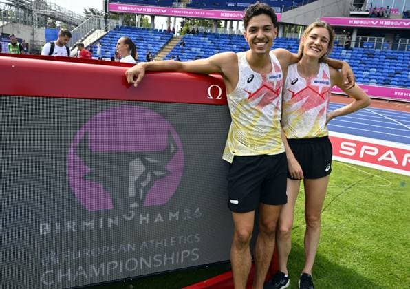 Belgian Jonathan Sacoor and Belgian Helena Ponette pictured during a training session in preparation of the European Athletics Championships (August 10ï¿½18), in Birmingham, United Kingdom, on Sunday 09 August 2026. ERICxLALMAND  x183012665x