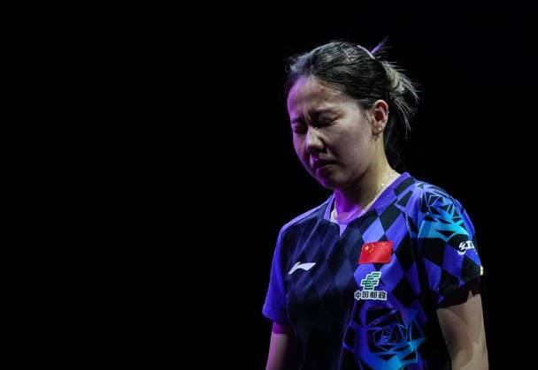 (260809) -- YOKOHAMA, Aug. 9, 2026 -- Chen Xingtong of China reacts during the women s singles final match between Harimoto Miwa of Japan and Chen Xingtong of China at the WTT Champions Yokohama 2026 in Yokohama, Japan, Aug. 9, 2026. ) (SP)JAPAN-YOKOHAMA Table tennis, Tischtennis WTT CHAMPIONS YOKOHAMA-WOMEN S SINGLES JiaxHaocheng 