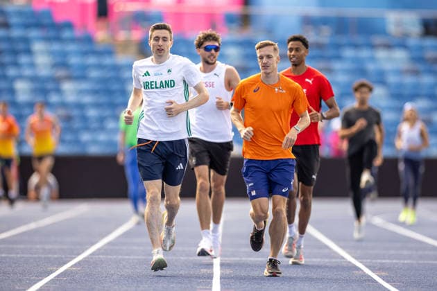 2026 European Athletics Championships Previews, Alexander Stadium, Birmingham 9 8 2026 Mark English with The Netherlands Tony van Diepen training in Alexander Stadium ahead of the 2026 European Athletics Championships Mark English Tony van Diepen 9 8 2026  Copyright: xx MT2_0080