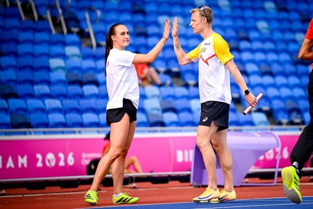 European Athletics Championships Birmingham 2026 - Media Activities 09 08 2026 BIRMINGHAM, ENGLAND - AUGUST 09 : Lambert Kylie (BEL) and Mabille Florent (BEL) during a training session ahead of the Birmingham 2026 European Athletics Championships on August 09, 2026 in Birmingham, England, 09 08 2026  Copyright: xTomasxSiskx